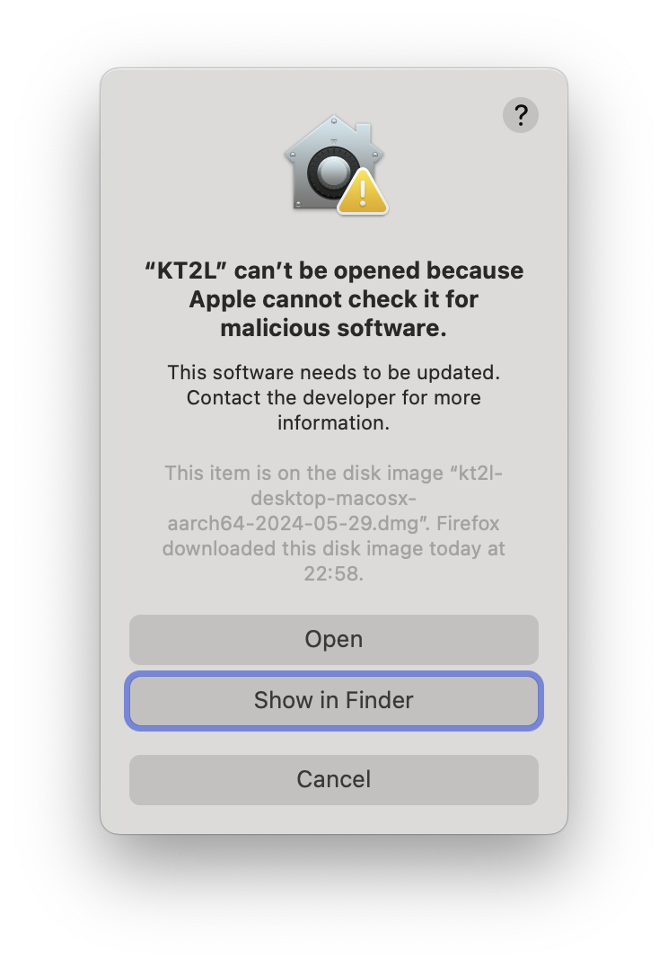 MacOSX Warning